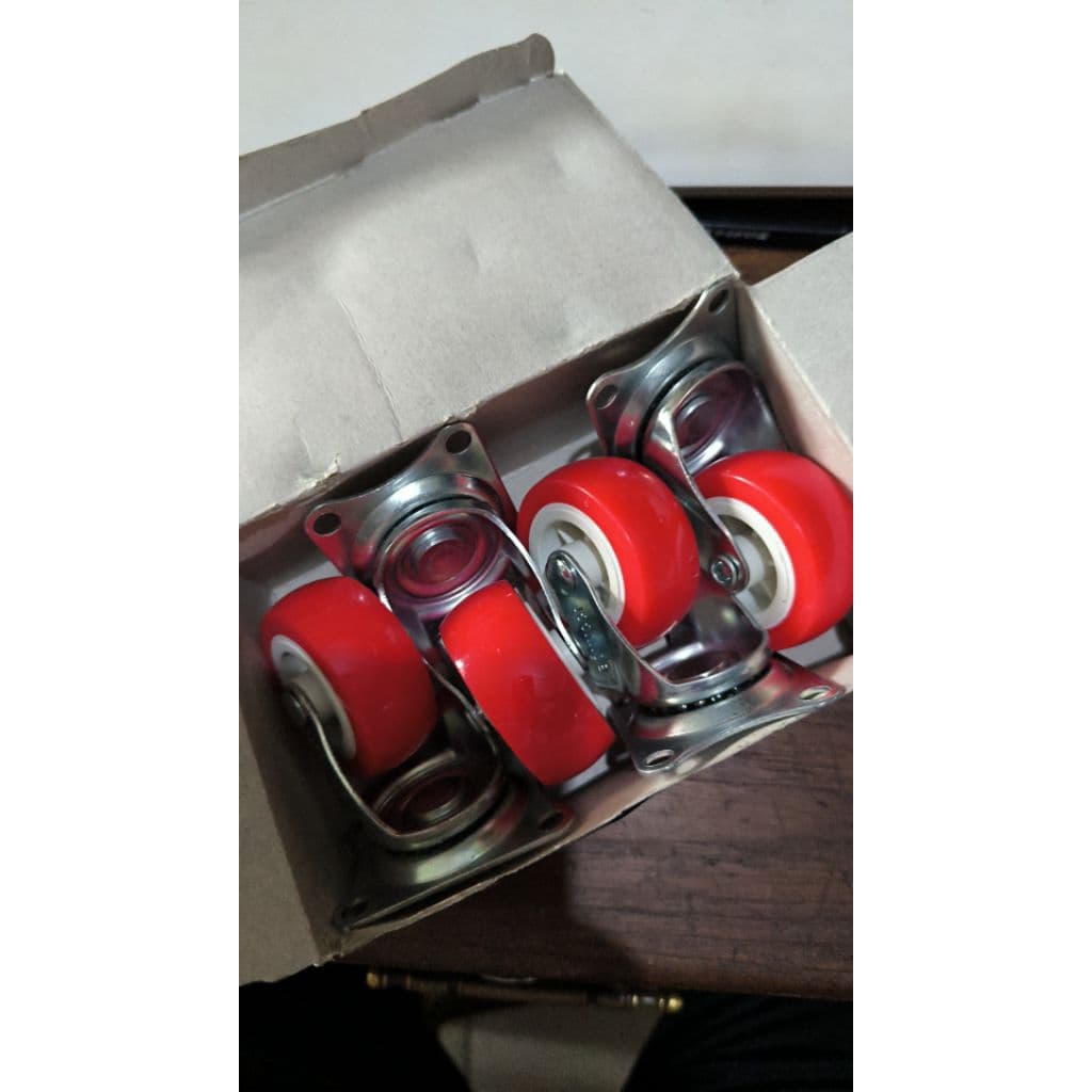 2" Nylon Caster Wheel Set (4 Pieces, Red)